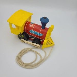 Vintage 1964 Fisher Price 643 Toot-Toot Train Engine Wooden Pull Toy